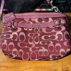 Coach Burgundy and Pink Signature Clutch